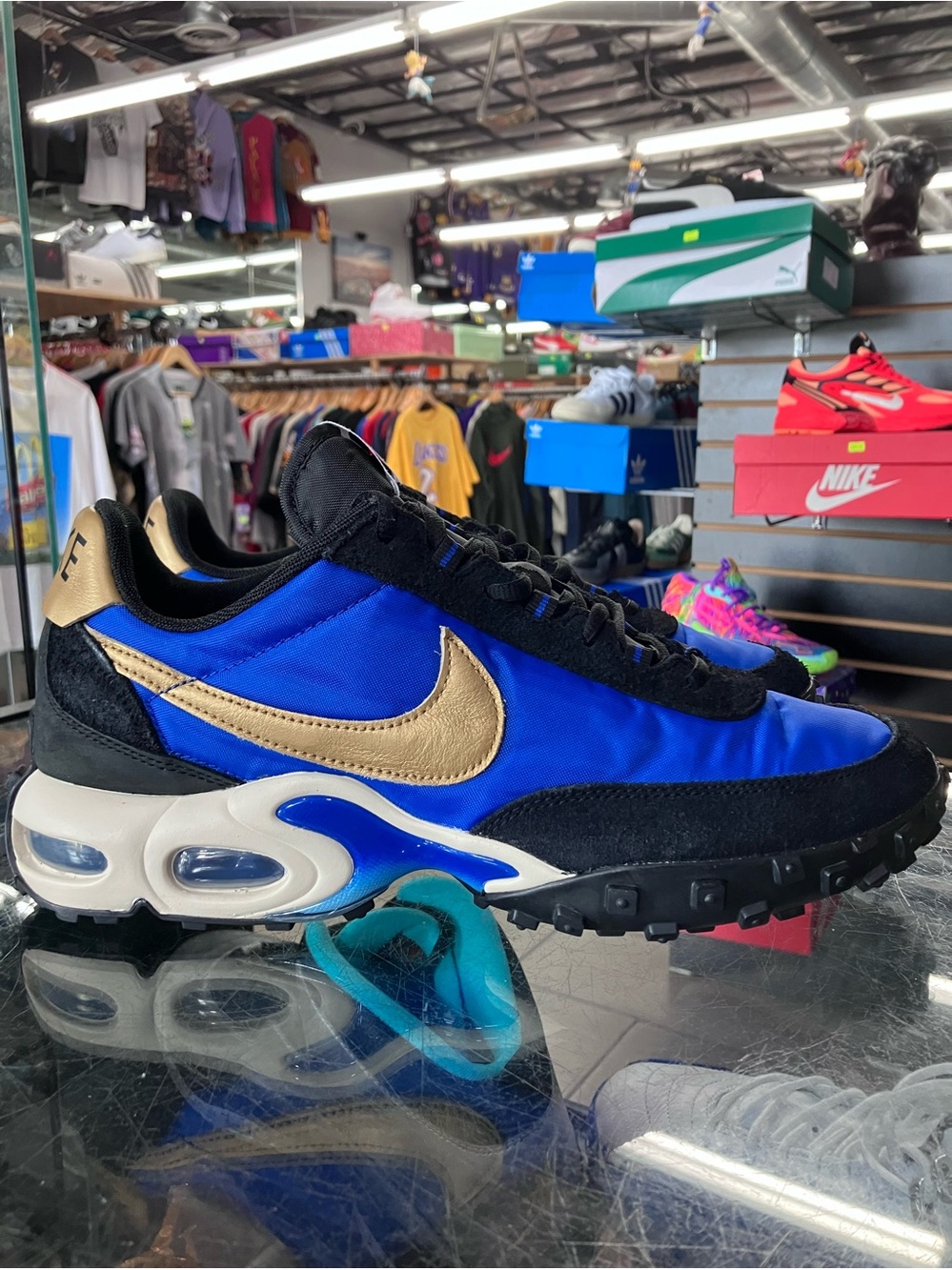 Nike Air Max Waffle Racer SP Hyper Blue Metallic Gold Size 10.5